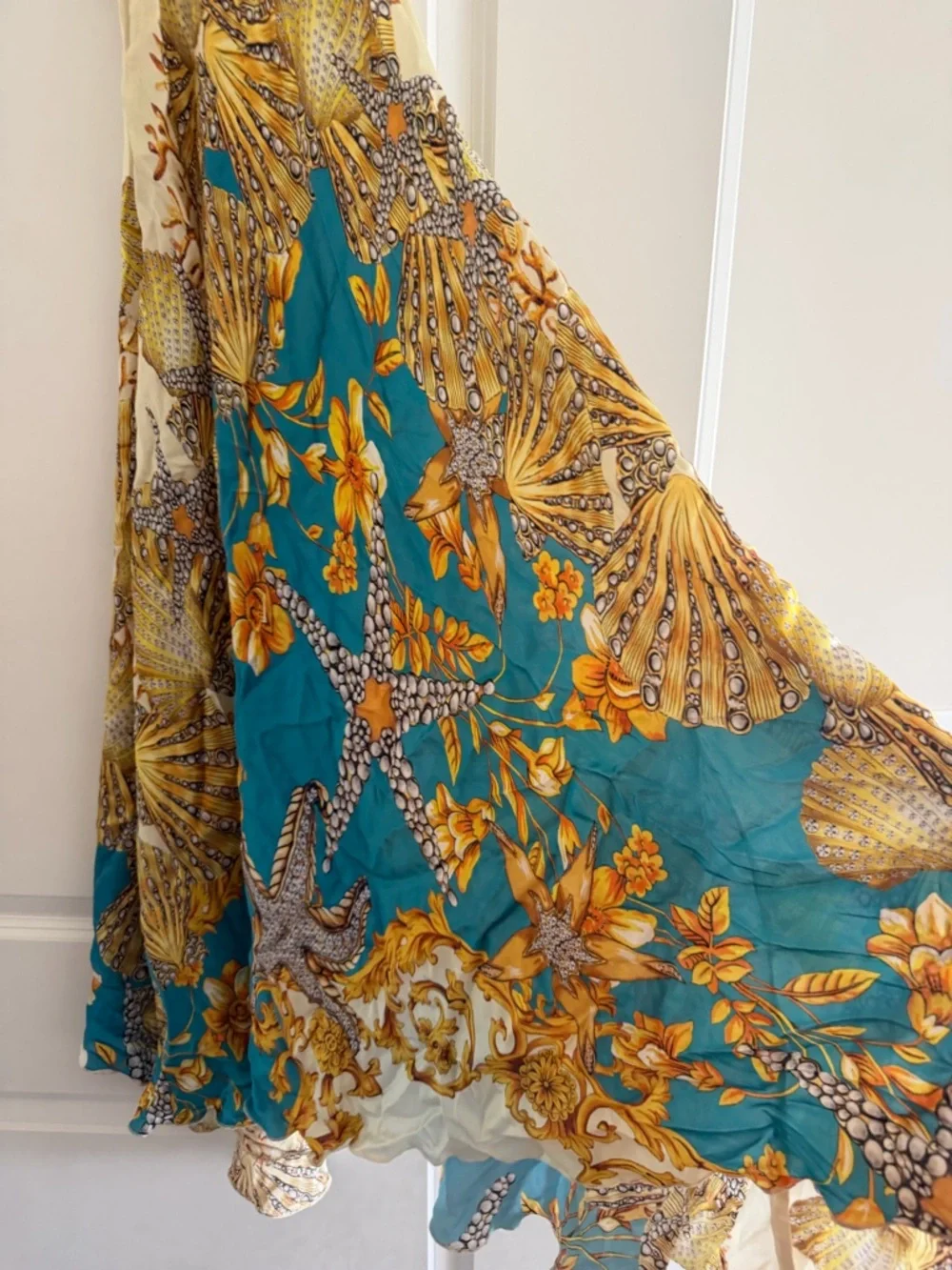 Trina Turk Silk Printed Sundress - Turquoise, Yellow & Cream - Picture 2 of 3